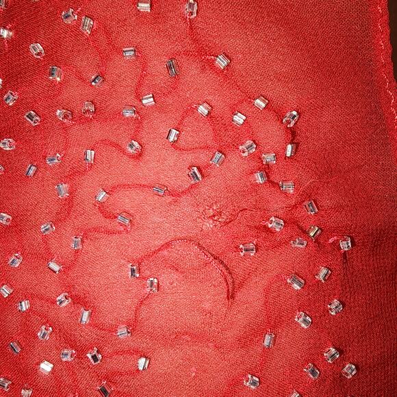 VTG Y2K Alyce Sz 2 Red 100% Silk Heavily Beaded Prom Formal Dress Lined - Picture 9 of 9